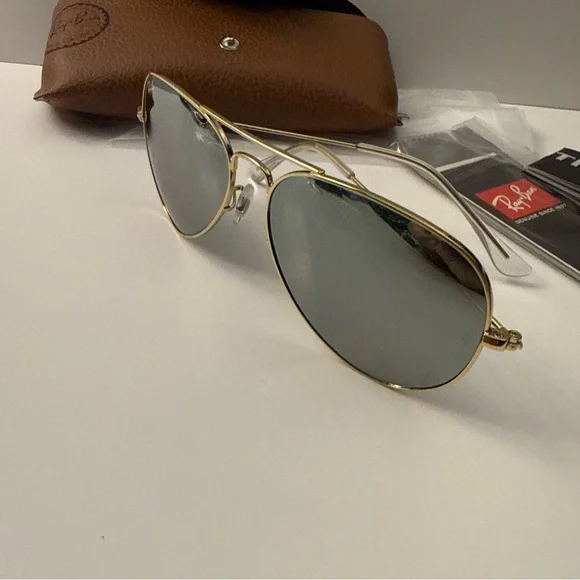 Ray-Ban Aviator Sunglasses RB3026 58-14mm Gold/Silver Mirror Lens 001/30 Unisex - Picture 5 of 17